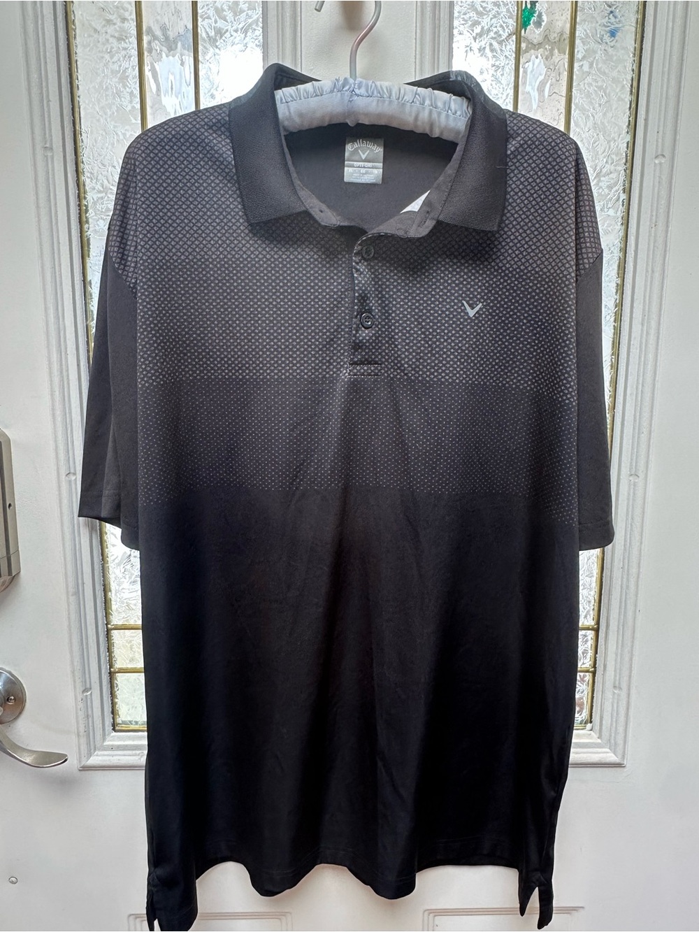Callaway Black Men’s Short-Sleeve Golf Polo with Subtle Dot Pattern